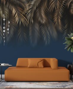 Gold Tropical Leaves Wallpaper Mural