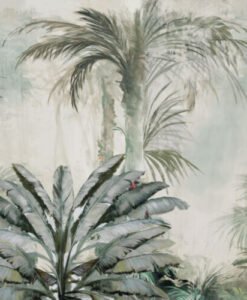 Tropical Parrot and Foggy Forest Wallpaper Mural