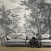 Tropical Black And White Wallpaper Mural