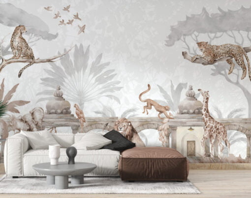 Enjoying Animals Forest 3D Wallpaper Mural