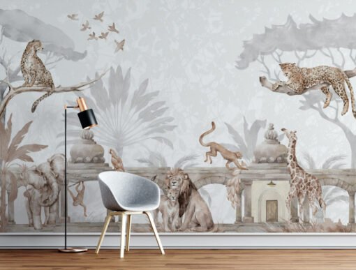 Enjoying Animals Forest 3D Wallpaper Mural
