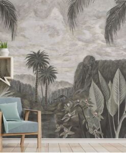 Tropical Pattern In The Lake Wallpaper Mural