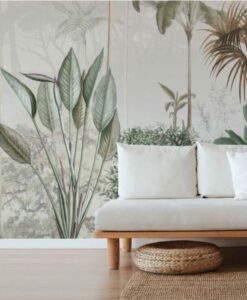 Soft Color Poster Tropical Tree Wallpaper Mural