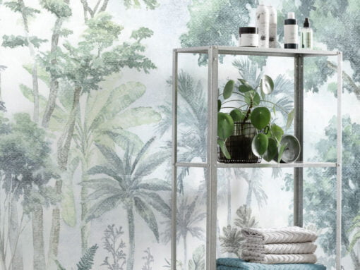 Forest with Watercolor Effects Wallpaper Mural