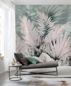 Tropical Soft Leaves Wallpaper Mural