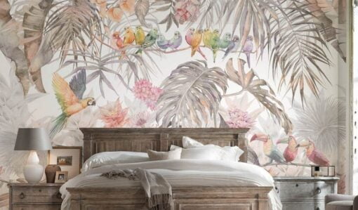 Parrots and Budgies Tropical Wallpaper Mural