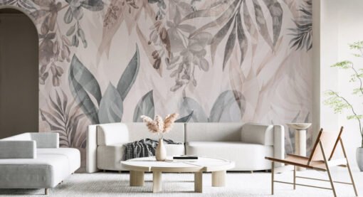Soft Tropical Leaves Wallpaper Mural
