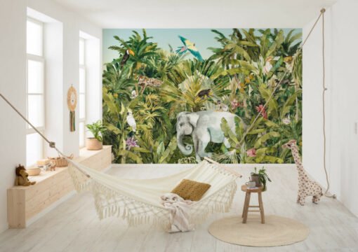 Animals In The Tropical Garden Wallpaper Mural