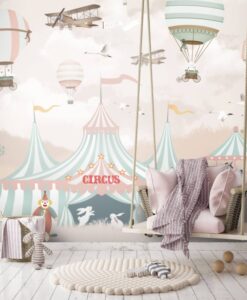 Pink Sky Hot Air Balloons Wallpaper Mural