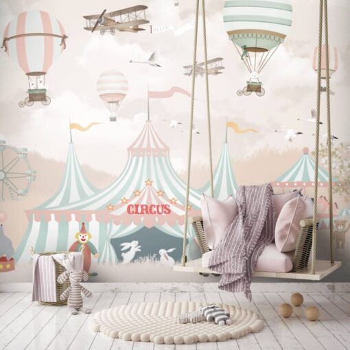 Pink Sky Hot Air Balloons Wallpaper Mural