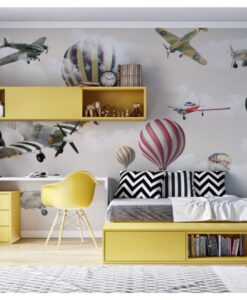 Hot Air Balloons and Planes Wallpaper Mural