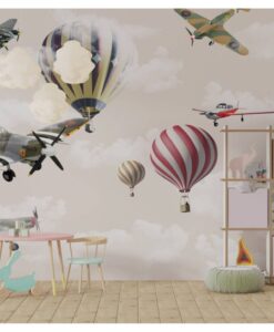 Hot Air Balloons and Planes Wallpaper Mural