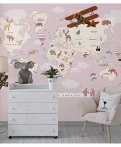 Pink Tones National Animals Wallpaper Mural