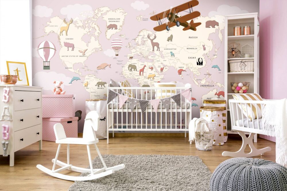 Pink Tones National Animals Wallpaper Mural