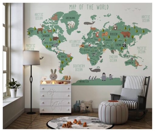 Nature Life Habitat World Map Wallpaper Mural