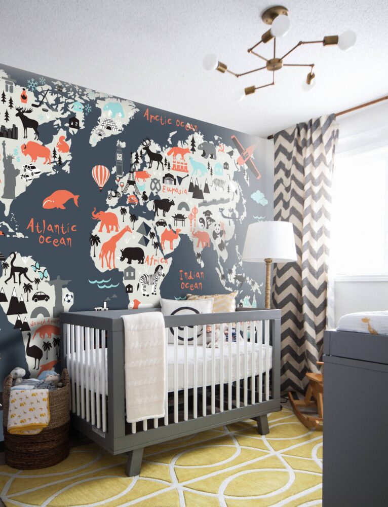 Animals World Map Wallpaper Mural