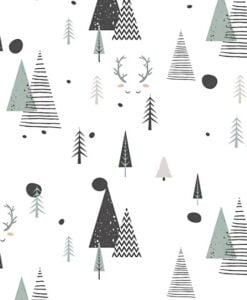 White Backgroun Pine Trees Wallpaper Mural