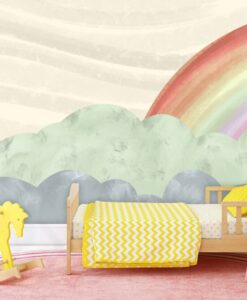 Clouds And Rainbow Kids Wallpaper Mural
