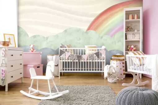 Clouds And Rainbow Kids Wallpaper Mural