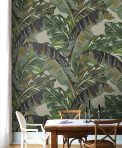 Green Palm Leaves Designed Wallpaper Mural