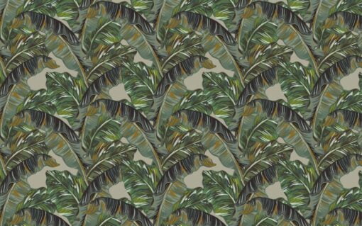 Green Palm Leaves Designed Wallpaper Mural