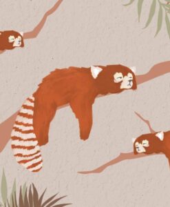 Raccoon Family Autumn Forest Wallpaper Mural