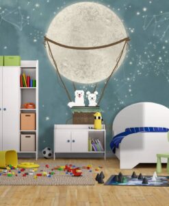 Sky Moon Cute Dogs Wallpaper Mural