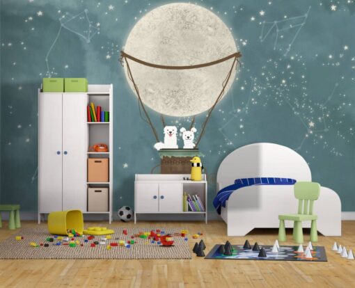 Sky Moon Cute Dogs Wallpaper Mural