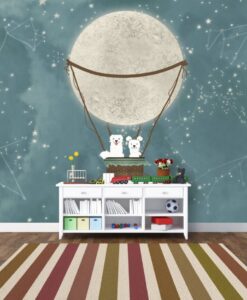 Sky Moon Cute Dogs Wallpaper Mural