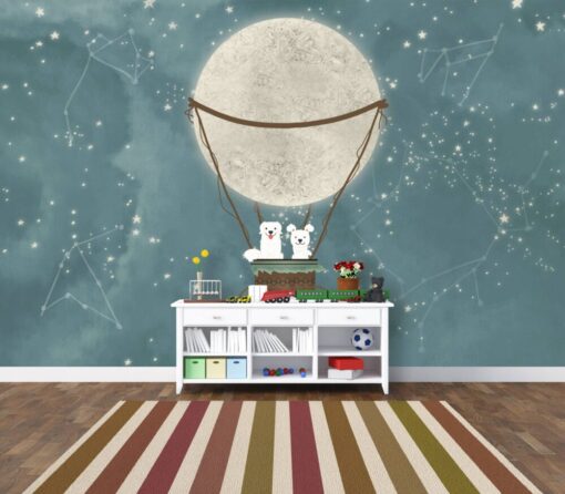 Sky Moon Cute Dogs Wallpaper Mural