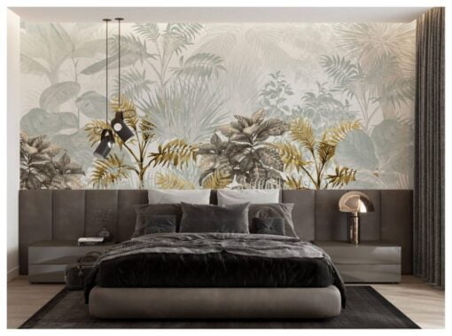 Gray Tones Foggy Outlook Forest Wallpaper Mural