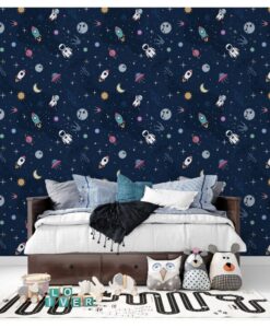 Milky Way Blue Background Wallpaper Mural