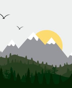 Mountains And Birds Wallpaper Mural