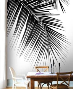 White Tropical Palm Leaf Wallpaper Mural