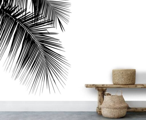 White Tropical Palm Leaf Wallpaper Mural
