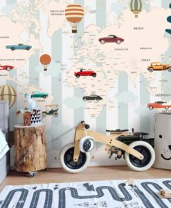 Trendy Cars Vehicles Map Wallpaper Mural