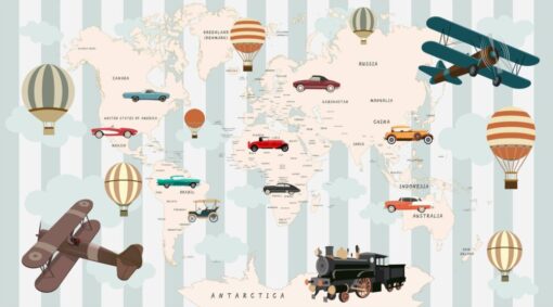 Trendy Cars Vehicles Map Wallpaper Mural