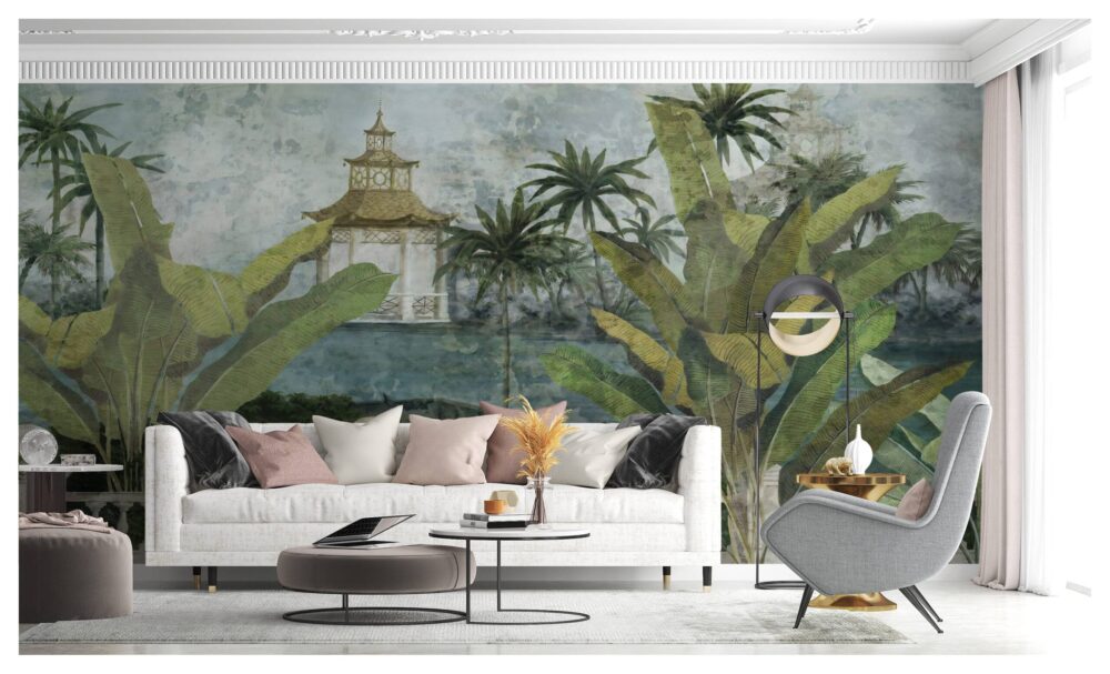 Oilpaint Tropical Landscaped Wallpaper Mural