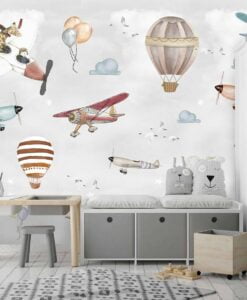 Air Crafts And Ballons Wallpaper Mural