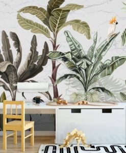 Tropical Banana and Palm Trees Wallpaper Mural