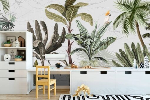 Tropical Banana and Palm Trees Wallpaper Mural