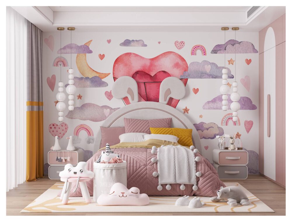 Heart Hot Air Balloon Wallpaper Mural