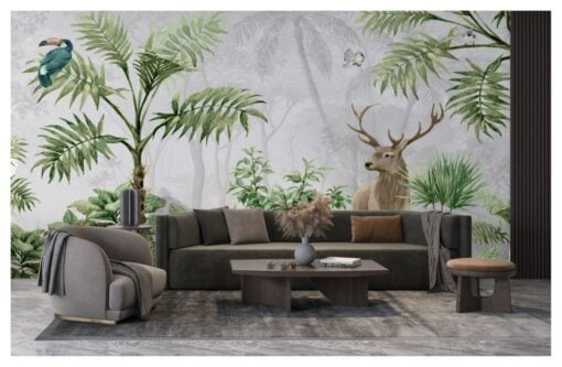 Tropical Forest And Animals Wallpaper Mural