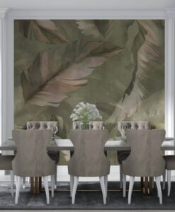 Green Tones Palm Leaves Wallpaper Mural