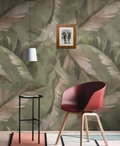 Green Tones Palm Leaves Wallpaper Mural