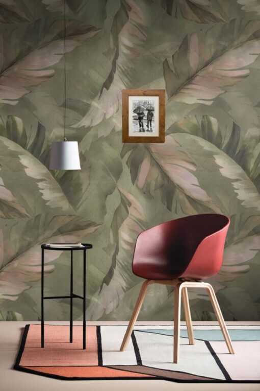 Green Tones Palm Leaves Wallpaper Mural