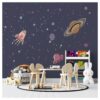 Spaceships and Planets Wallpaper Mural
