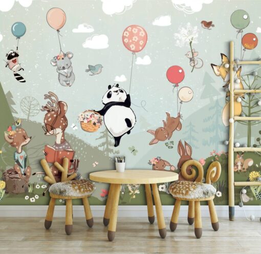 Giraffe and Tiger Figured Wallpaper Mural