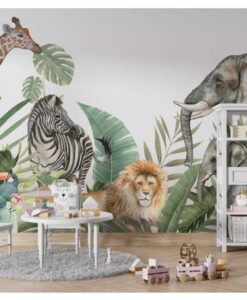 Tropical Wild Animals Kids Wallpaper Mural