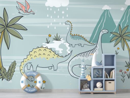 Dinosaur Life into Nature Wallpaper Mural